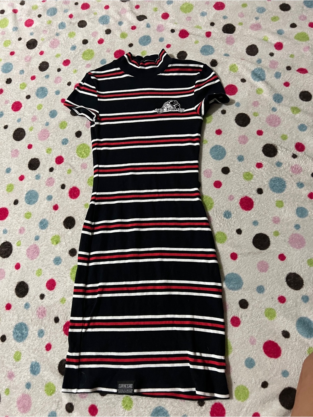 Striped Mock-Neck Dress